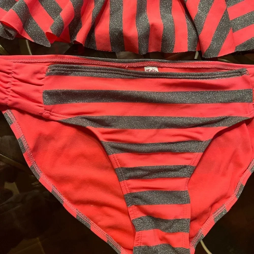 Justice Pink & Gray Tankini Set